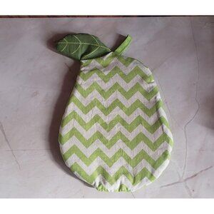 Green Fruit Pear Shaped Kitchen Decor Pot Holder Hot Pad Chevron 100% Cotton Qui